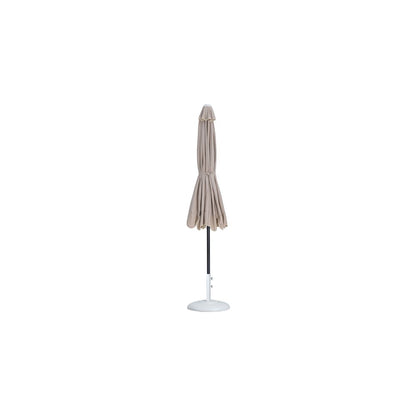 Amalfi Beige With Cream Piping / Matte White Metal Patio Umbrella with Base Sets