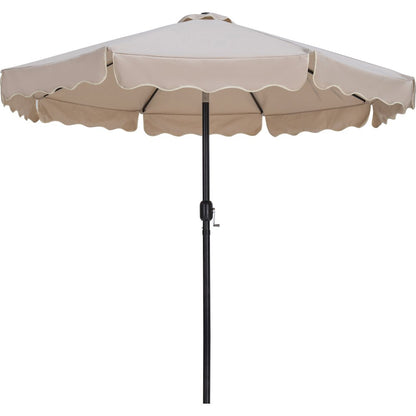 Amalfi Beige With Cream Piping / Matte White Metal Patio Umbrella with Base Sets