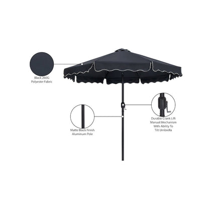 Amalfi Black With Cream Piping Fabric Patio Umbrellas