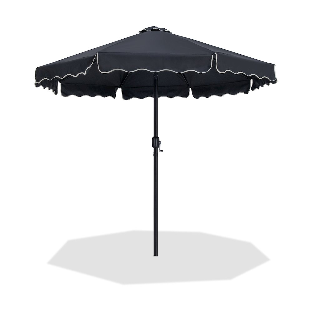 Amalfi Black With Cream Piping Fabric Patio Umbrellas