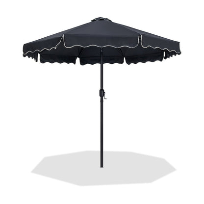 Amalfi Black With Cream Piping Fabric Patio Umbrellas