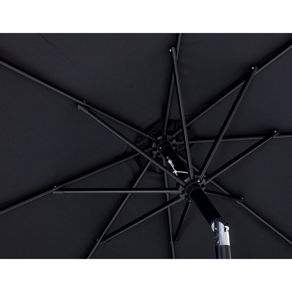 Amalfi Black With Cream Piping Fabric Patio Umbrellas