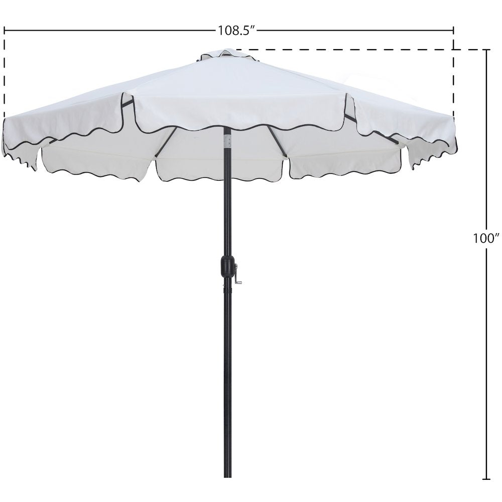 Amalfi White With Black Piping Fabric Patio Umbrellas