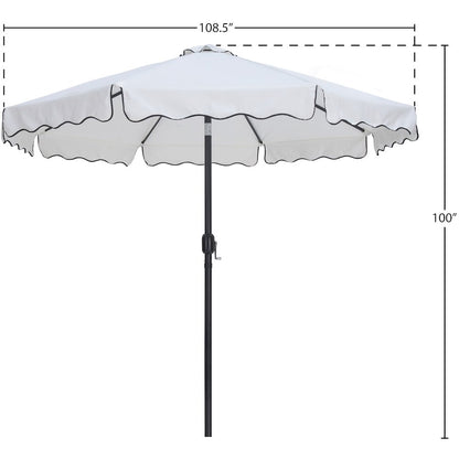 Amalfi White With Black Piping Fabric Patio Umbrellas