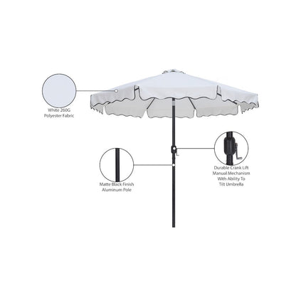 Amalfi White With Black Piping Fabric Patio Umbrellas