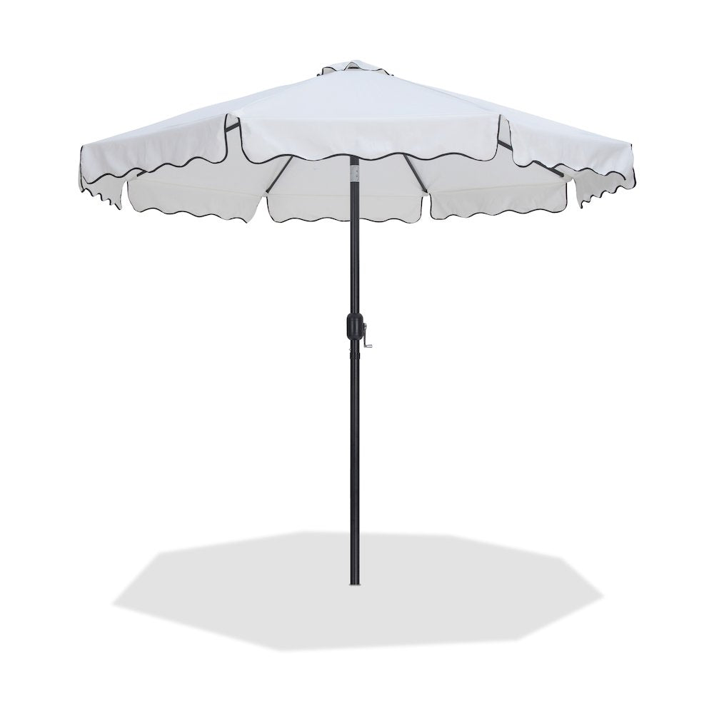Amalfi White With Black Piping Fabric Patio Umbrellas