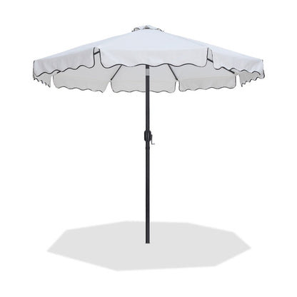 Amalfi White With Black Piping Fabric Patio Umbrellas