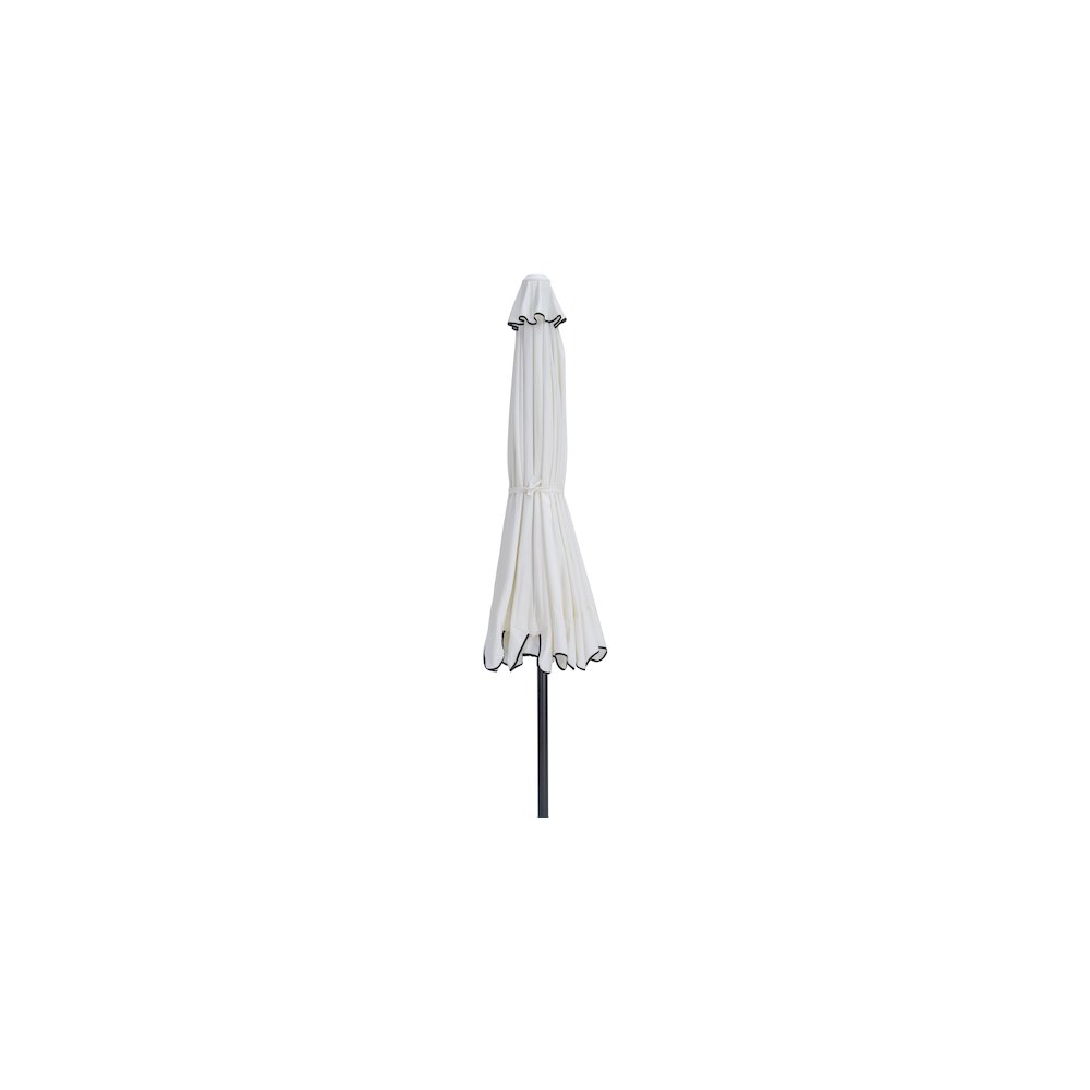 Amalfi White With Black Piping Fabric Patio Umbrellas