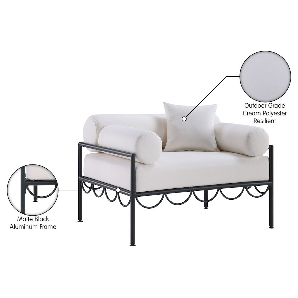 Portofino Cream Resilient Water Repellent Fabric Upholstered Outdoor Patio Chair