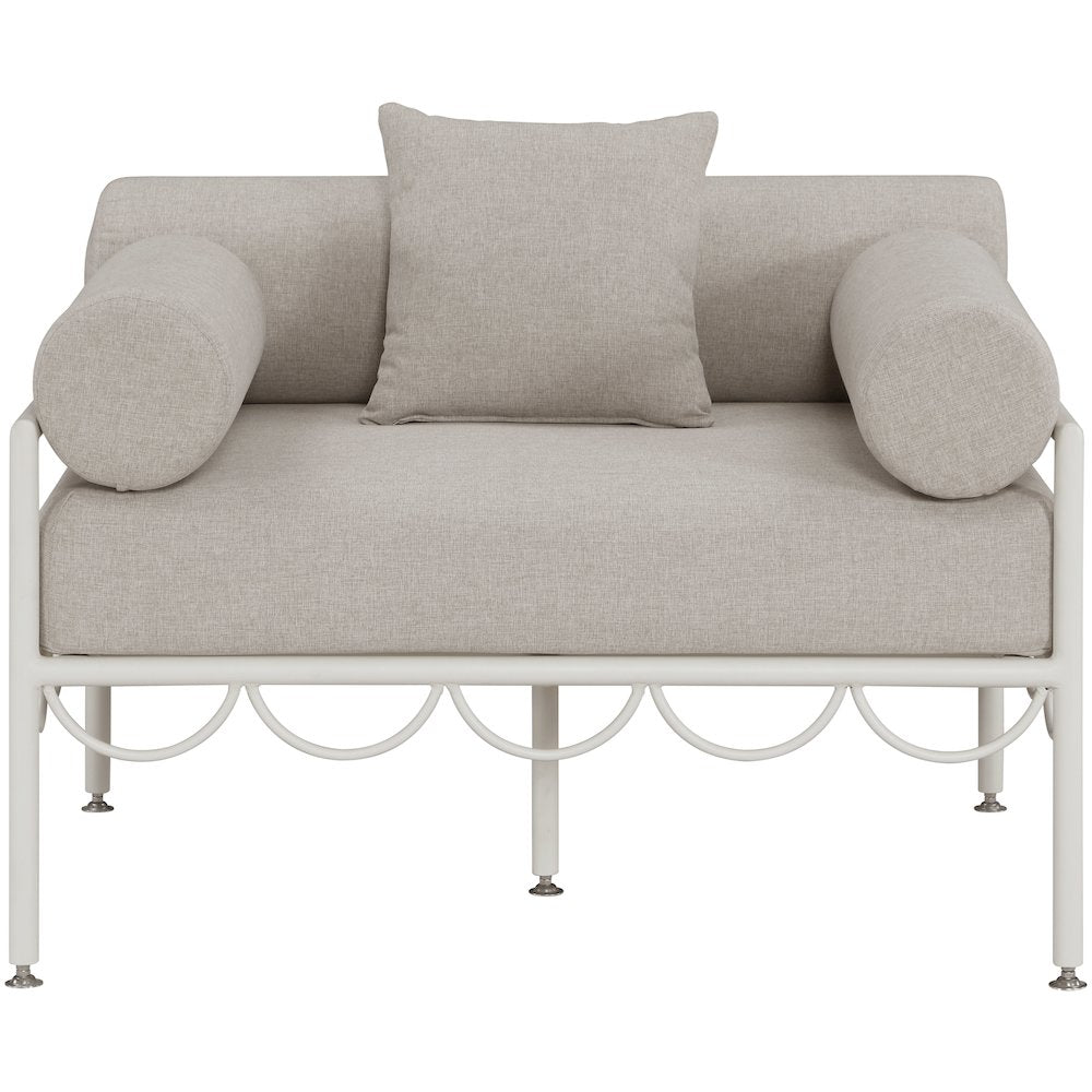 Portofino Beige Resilient Water Repellent Fabric Upholstered Outdoor Patio Chair