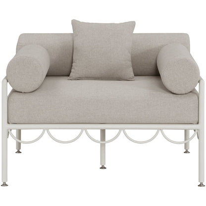 Portofino Beige Resilient Water Repellent Fabric Upholstered Outdoor Patio Chair