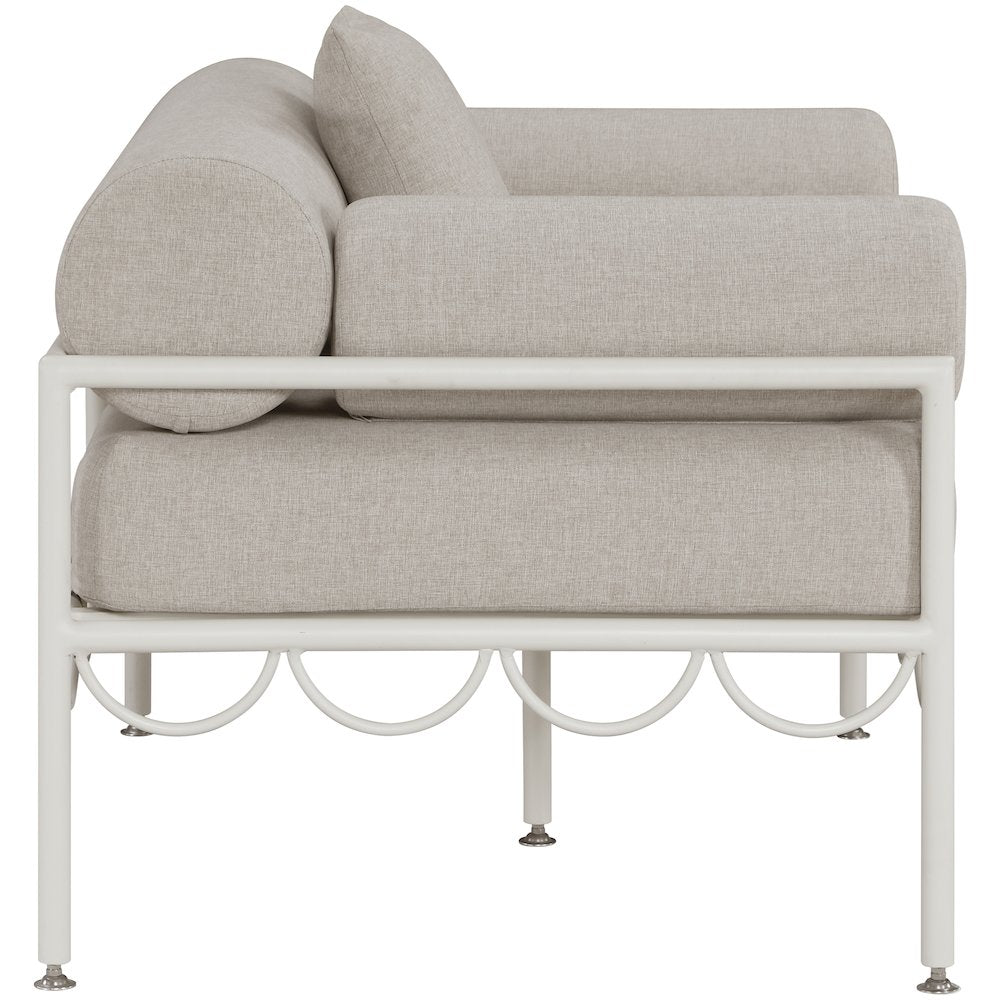 Portofino Beige Resilient Water Repellent Fabric Upholstered Outdoor Patio Chair