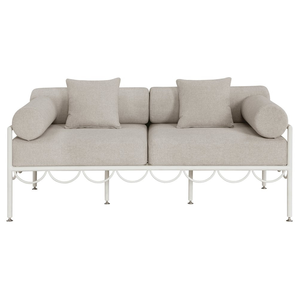 Portofino 69.75" Beige Water Repellent Fabric Outdoor Loveseat