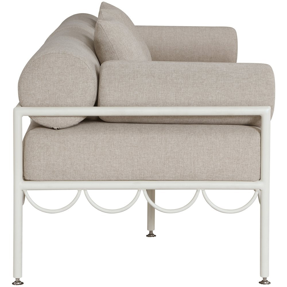 Portofino 69.75" Beige Water Repellent Fabric Outdoor Loveseat