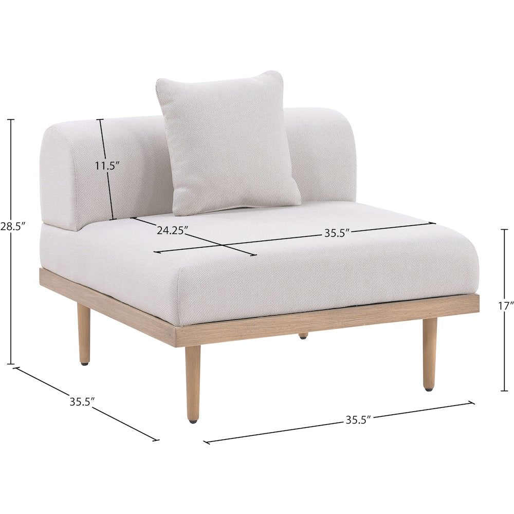 Laguna Beige Water Resistant Fabric Outdoor Modular Armless Chair