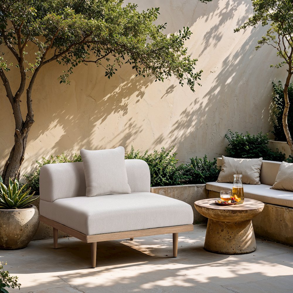 Laguna Beige Water Resistant Fabric Outdoor Modular Armless Chair