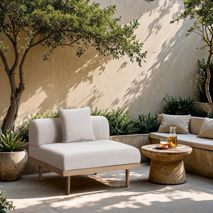Laguna Beige Water Resistant Fabric Outdoor Modular Armless Chair