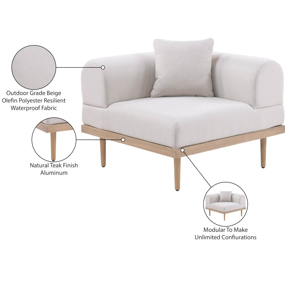 Laguna Beige Water Resistant Fabric Outdoor Modular Corner Chair