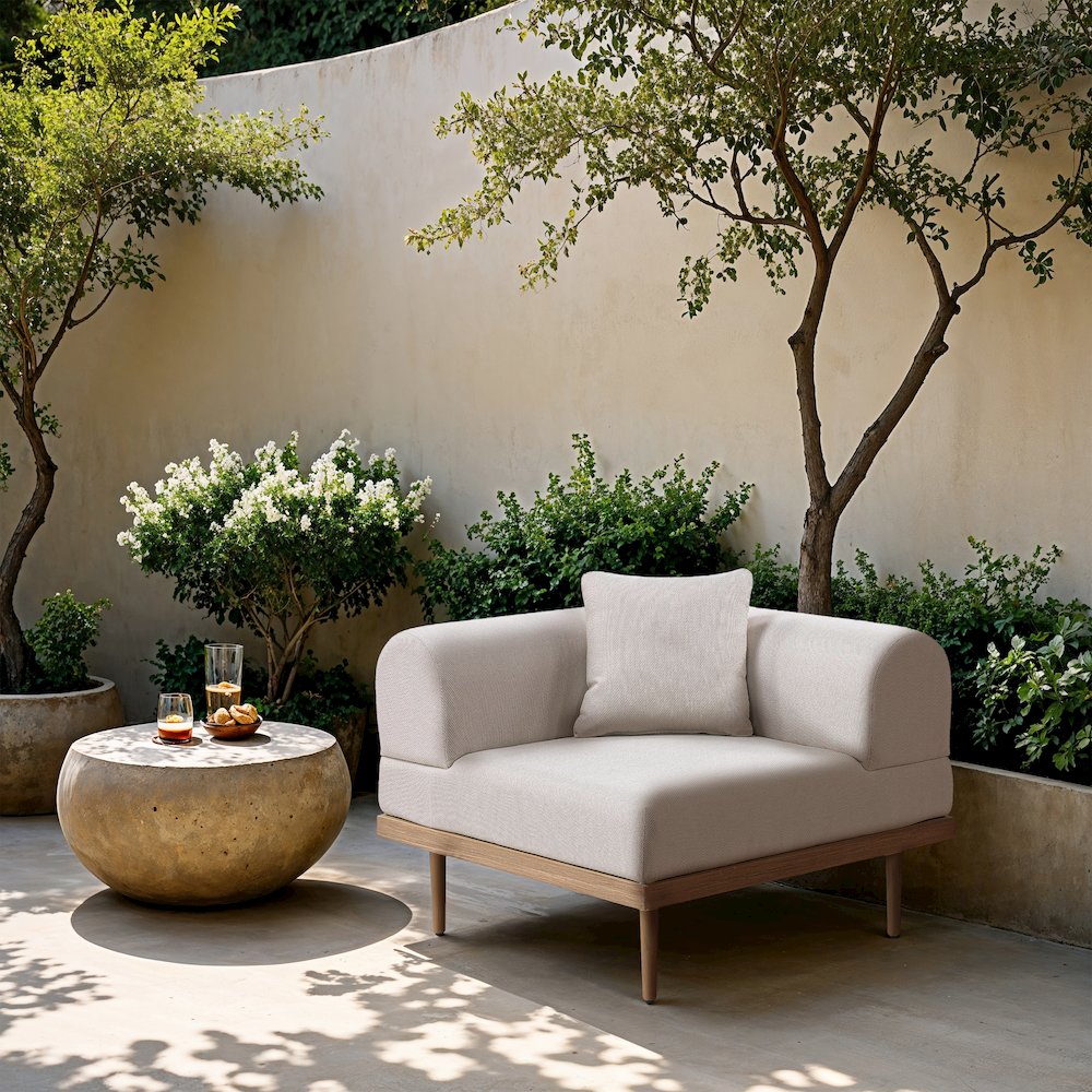 Laguna Beige Water Resistant Fabric Outdoor Modular Corner Chair