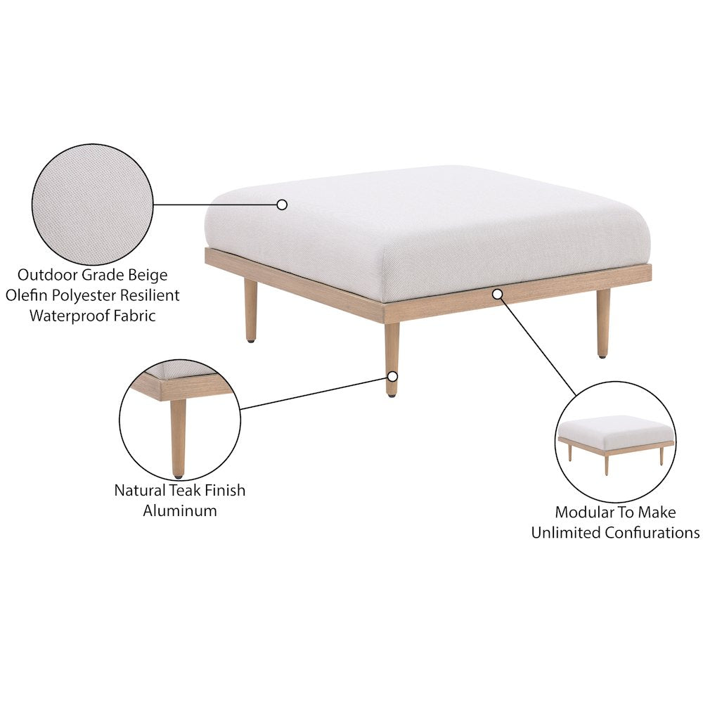 Laguna Beige Water Resistant Fabric Outdoor Modular Ottoman