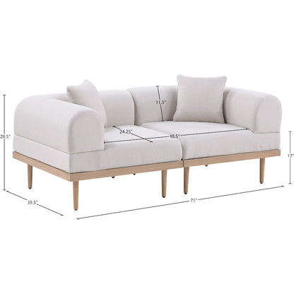 Laguna 71" Beige Water Resistant Fabric 2pc. Outdoor Modular Loveseat
