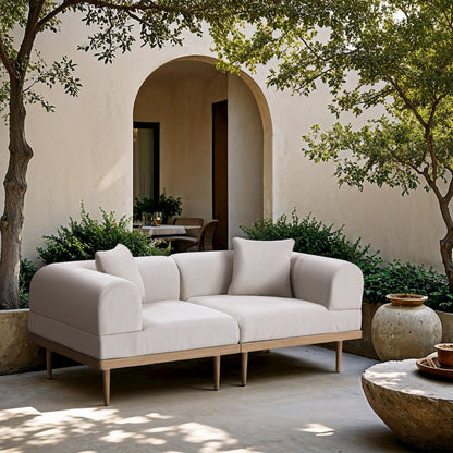 Laguna 71" Beige Water Resistant Fabric 2pc. Outdoor Modular Loveseat