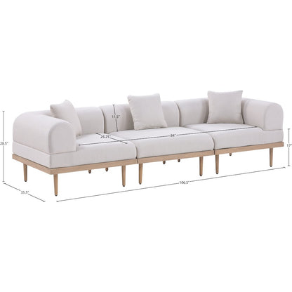 Laguna 106.5" Beige Water Resistant Fabric 3pc. Outdoor Modular Sofa