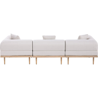 Laguna 106.5" Beige Water Resistant Fabric 3pc. Outdoor Modular Sofa