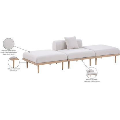 Laguna 106.5" Beige Water Resistant Fabric 3pc. Outdoor Modular Sofa