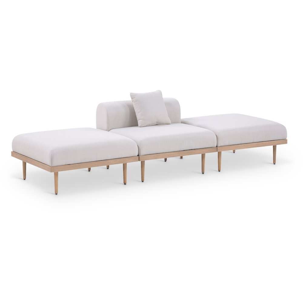 Laguna 106.5" Beige Water Resistant Fabric 3pc. Outdoor Modular Sofa