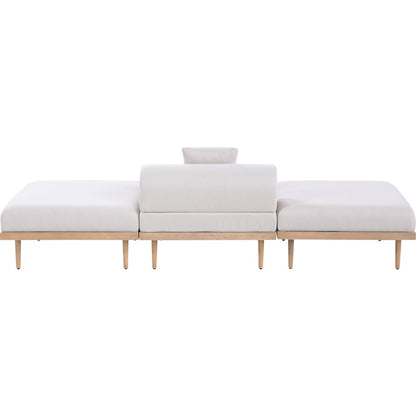 Laguna 106.5" Beige Water Resistant Fabric 3pc. Outdoor Modular Sofa