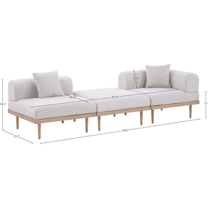 Laguna 106.5" Beige Water Resistant Fabric 3pc. Outdoor Modular Sofa