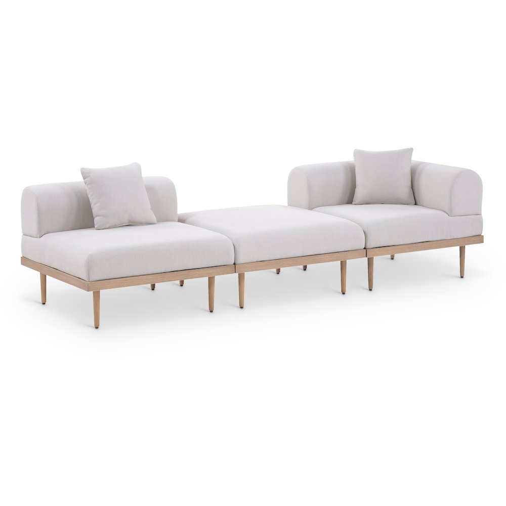 Laguna 106.5" Beige Water Resistant Fabric 3pc. Outdoor Modular Sofa