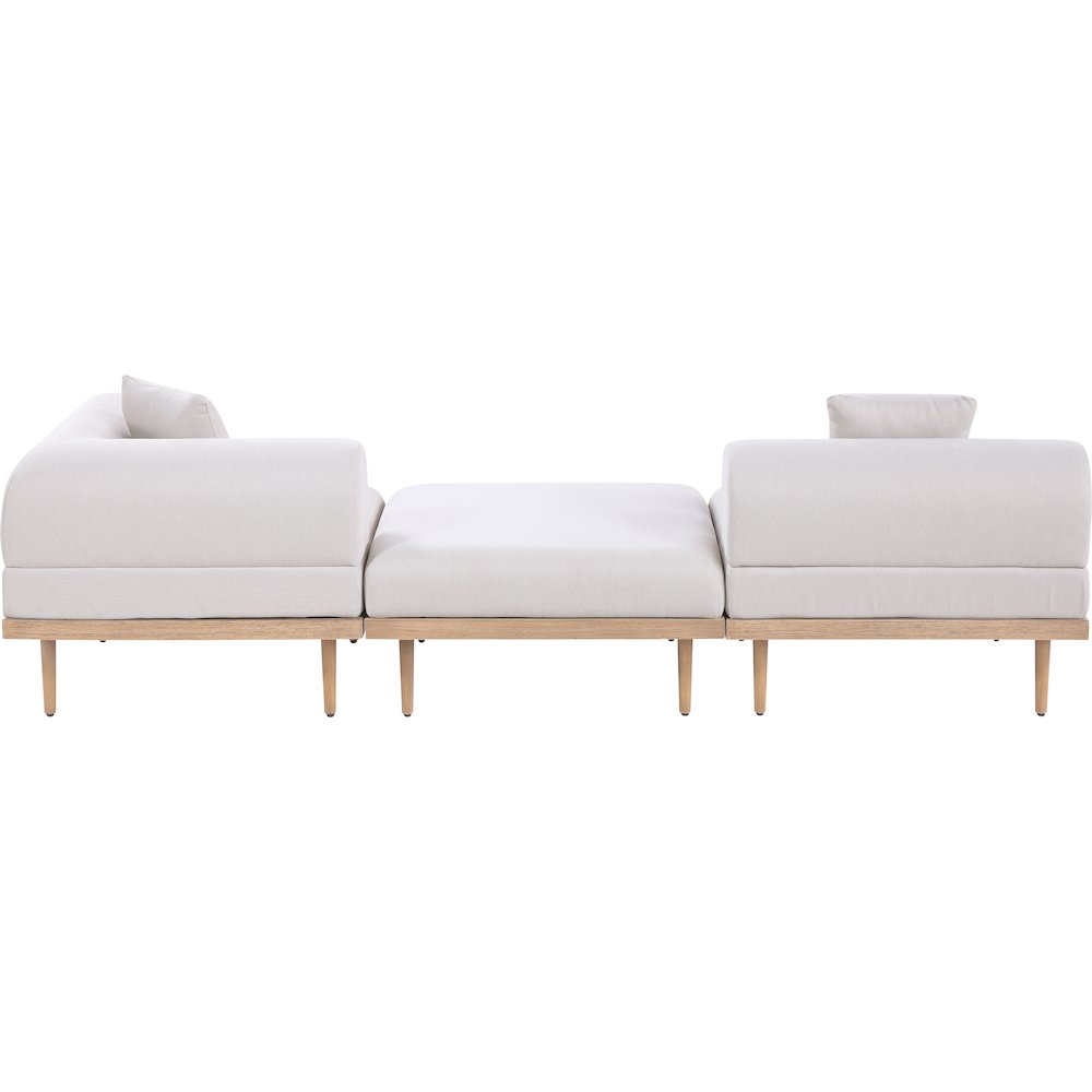 Laguna 106.5" Beige Water Resistant Fabric 3pc. Outdoor Modular Sofa
