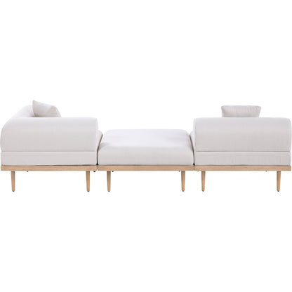 Laguna 106.5" Beige Water Resistant Fabric 3pc. Outdoor Modular Sofa