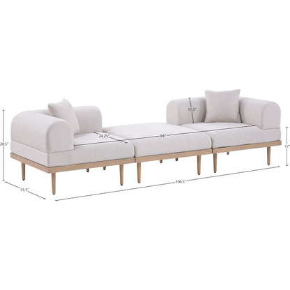 Laguna 106.5" Beige Water Resistant Fabric 3pc. Outdoor Modular Sofa