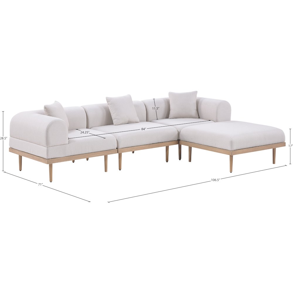 Laguna 106.5" Beige Water Resistant Fabric 4pc. Outdoor Modular Sectional