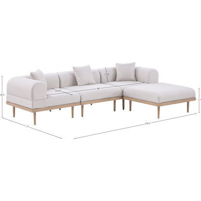 Laguna 106.5" Beige Water Resistant Fabric 4pc. Outdoor Modular Sectional