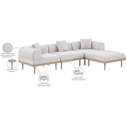 Laguna 106.5" Beige Water Resistant Fabric 4pc. Outdoor Modular Sectional