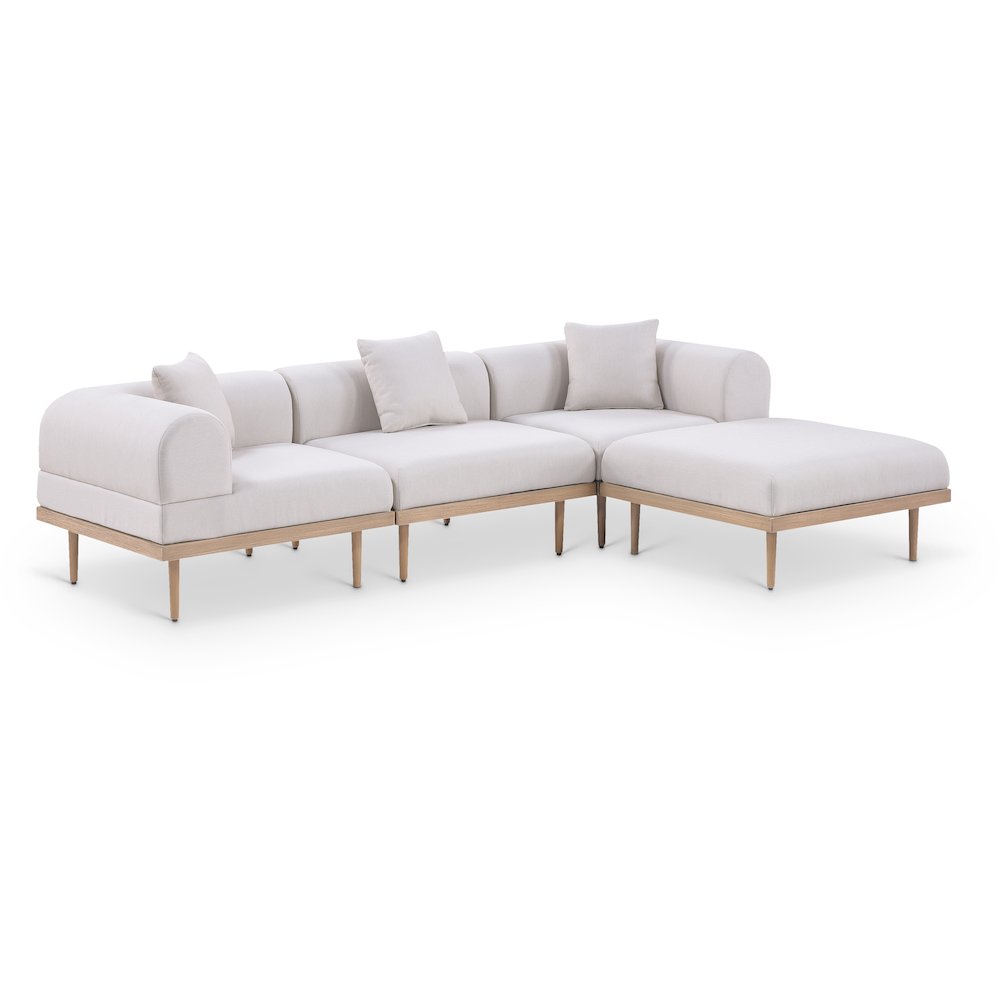 Laguna 106.5" Beige Water Resistant Fabric 4pc. Outdoor Modular Sectional