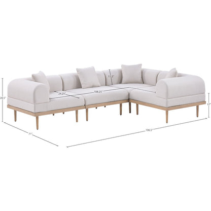 Laguna 106.5" Beige Water Resistant Fabric 4pc. Outdoor Modular Sectional