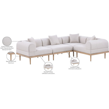 Laguna 106.5" Beige Water Resistant Fabric 4pc. Outdoor Modular Sectional
