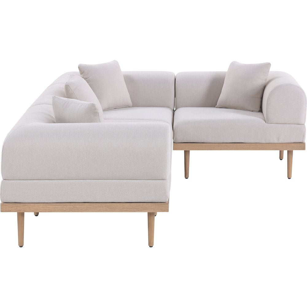 Laguna 106.5" Beige Water Resistant Fabric 4pc. Outdoor Modular Sectional