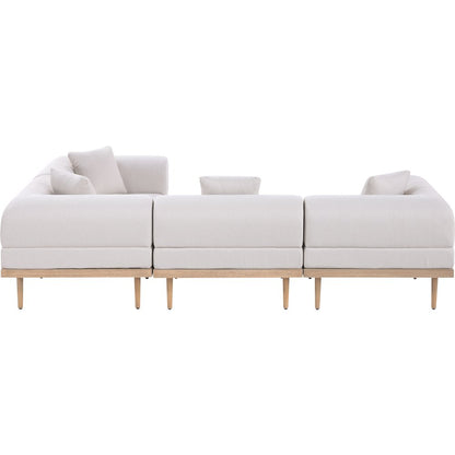 Laguna 106.5" Beige Water Resistant Fabric 4pc. Outdoor Modular Sectional
