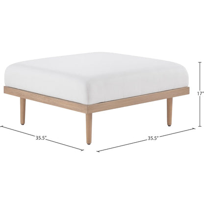 Laguna Cream Resilient Water Resistant Fabric Upholstered Outdoor Patio Ottoman
