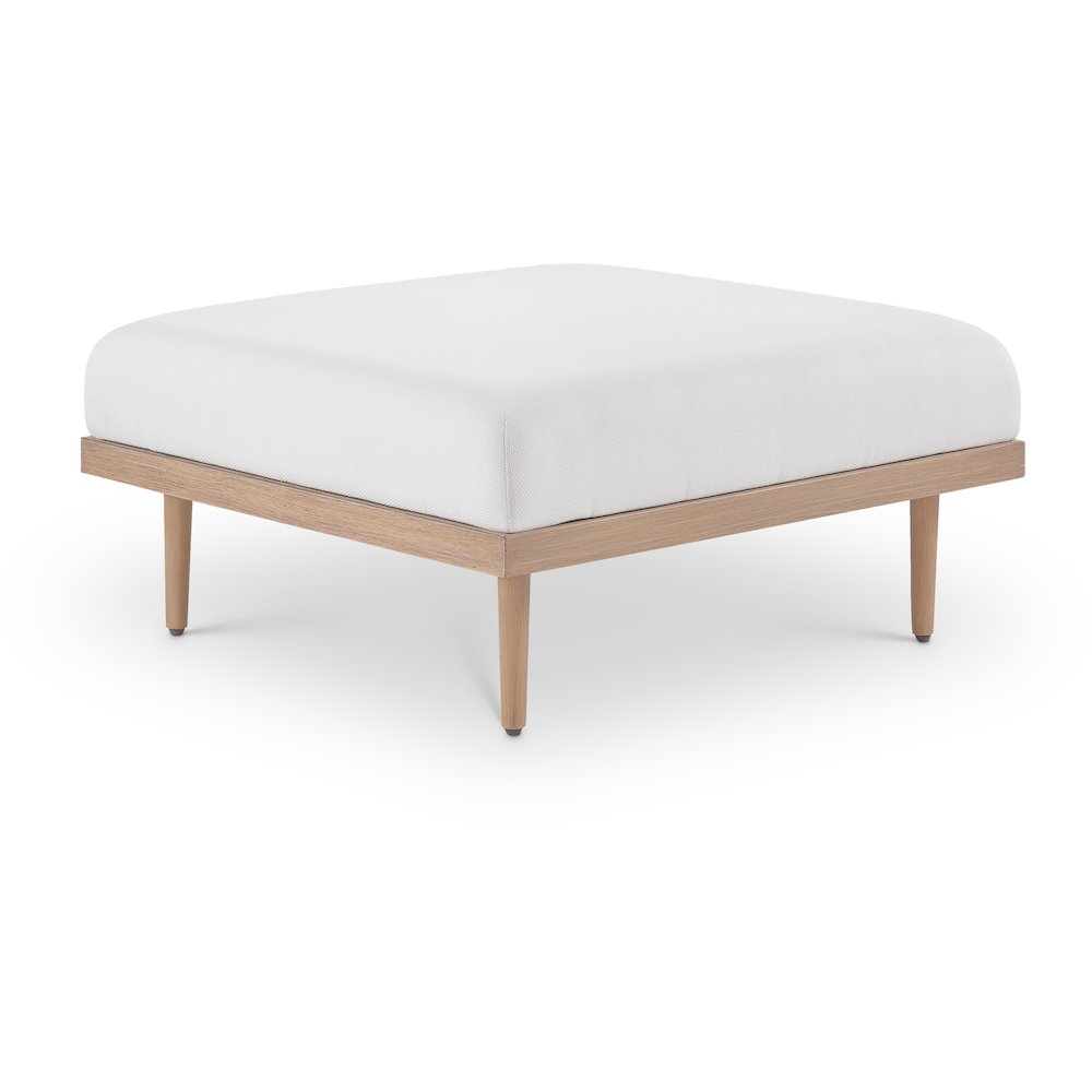 Laguna Cream Resilient Water Resistant Fabric Upholstered Outdoor Patio Ottoman