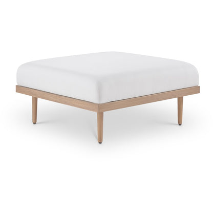 Laguna Cream Resilient Water Resistant Fabric Upholstered Outdoor Patio Ottoman