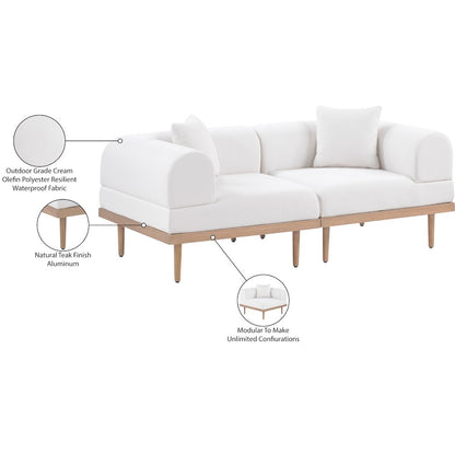 Laguna 71" Cream Water Resistant Fabric 2pc. Outdoor Modular Loveseat
