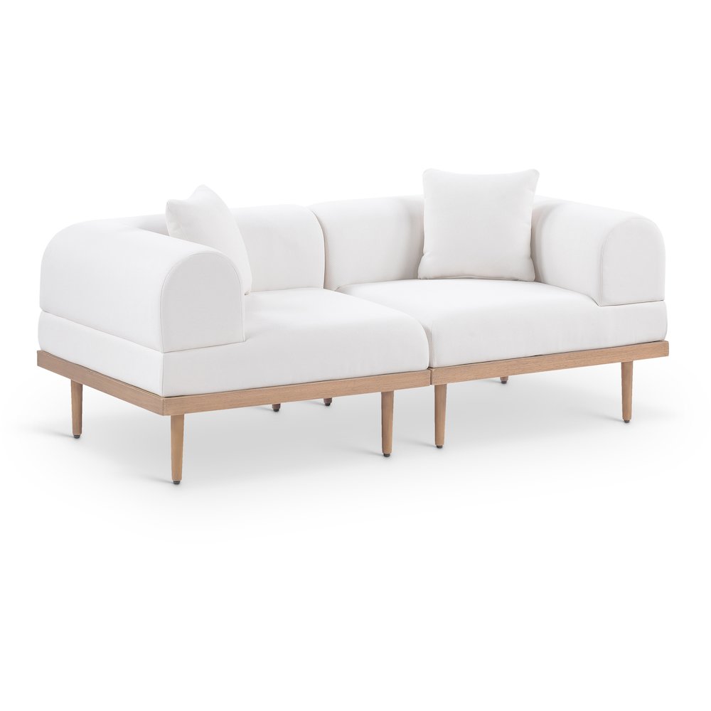 Laguna 71" Cream Water Resistant Fabric 2pc. Outdoor Modular Loveseat