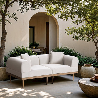 Laguna 71" Cream Water Resistant Fabric 2pc. Outdoor Modular Loveseat